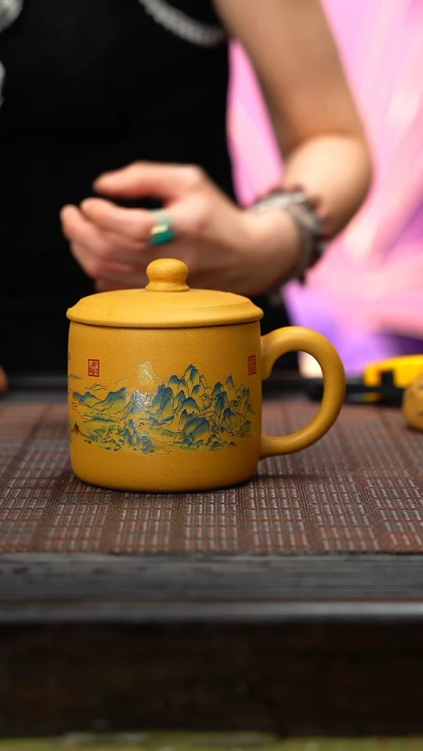 【闪购商品】紫砂茶壶千里江山 盖杯