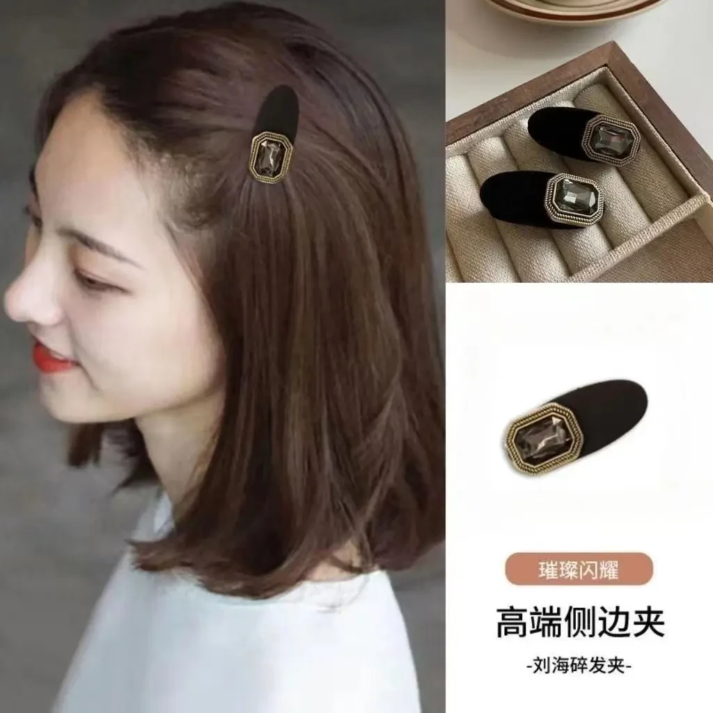 小发卡鸭嘴夹刘海夹山茶花头饰夹子碎丝绒字母头发女韩国边夹