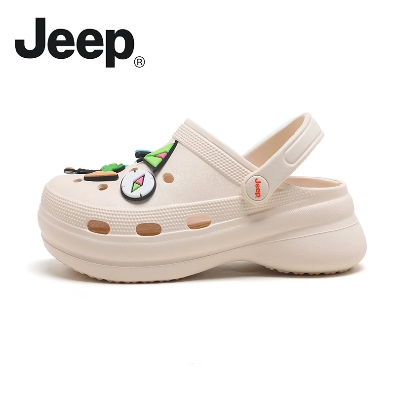 JEEP/吉普凉拖鞋女夏季外穿防滑包头凉拖鞋厚底舒适海边洞洞鞋女