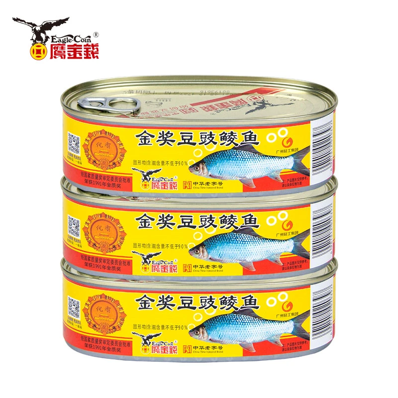 鹰金钱经典金奖豆豉鲮鱼罐头中华老字号即食拌饭甄选鱼罐头184g