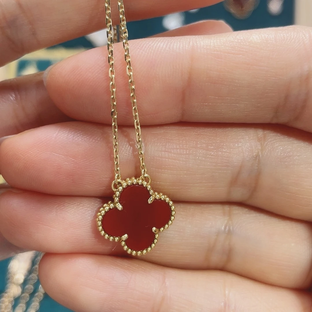 【闪购商品】玛瑙/玉髓项链18K金镶嵌Y红玛瑙项链k黄