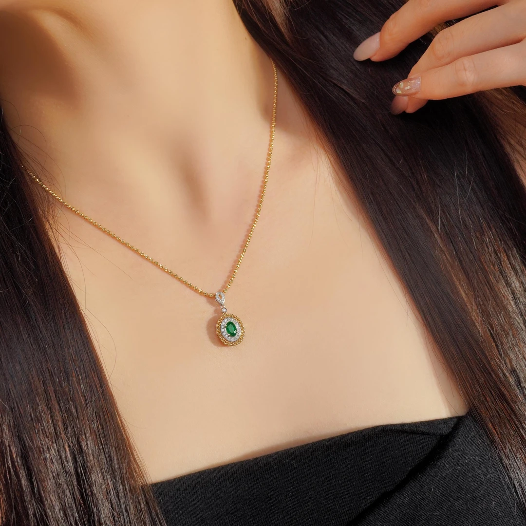 纪元金18k金祖母绿钻石吊坠 祖母绿：43分 钻石15分（单坠不含链）