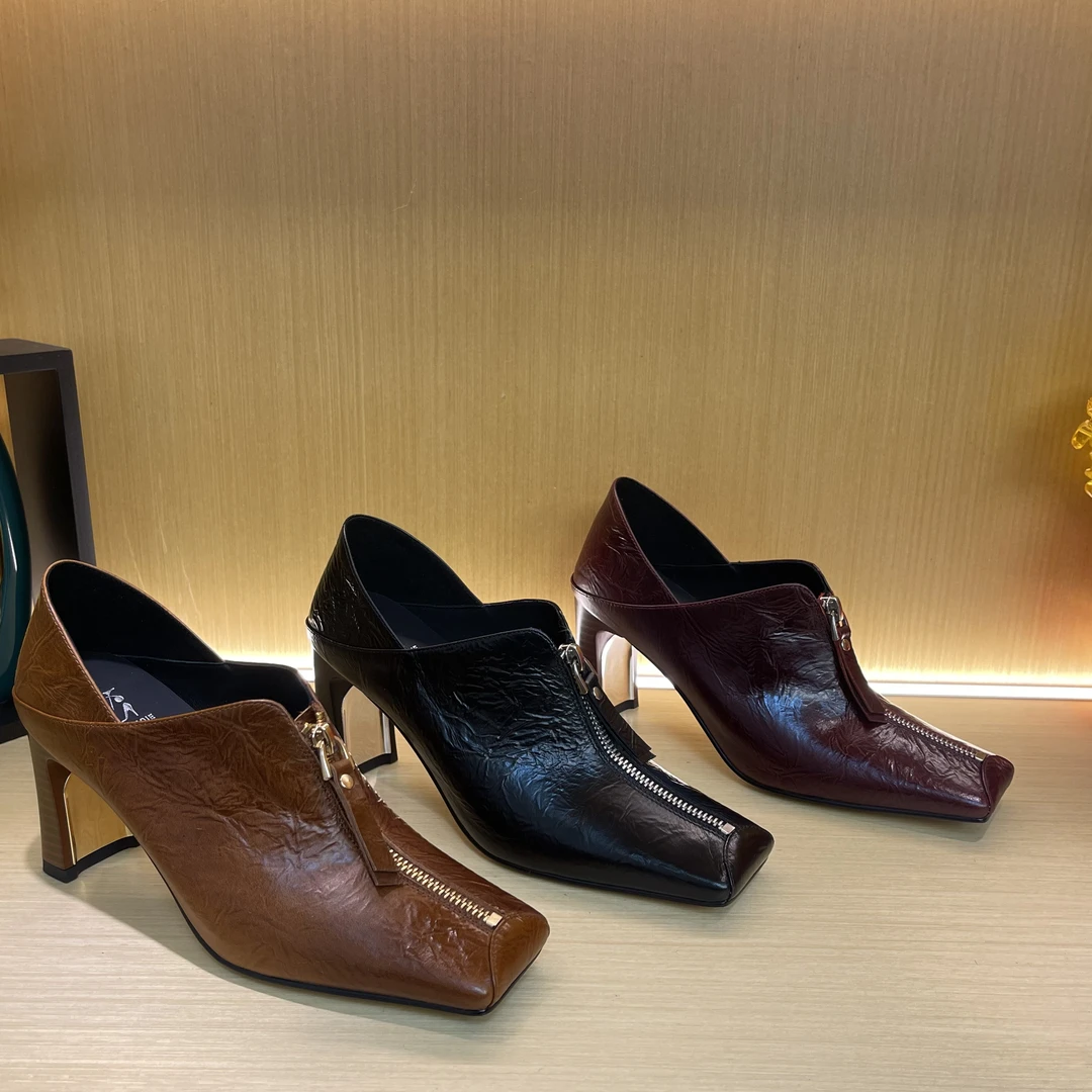 720黑色高跟方头女鞋时尚百搭气质舒适细跟单鞋C【6cm】