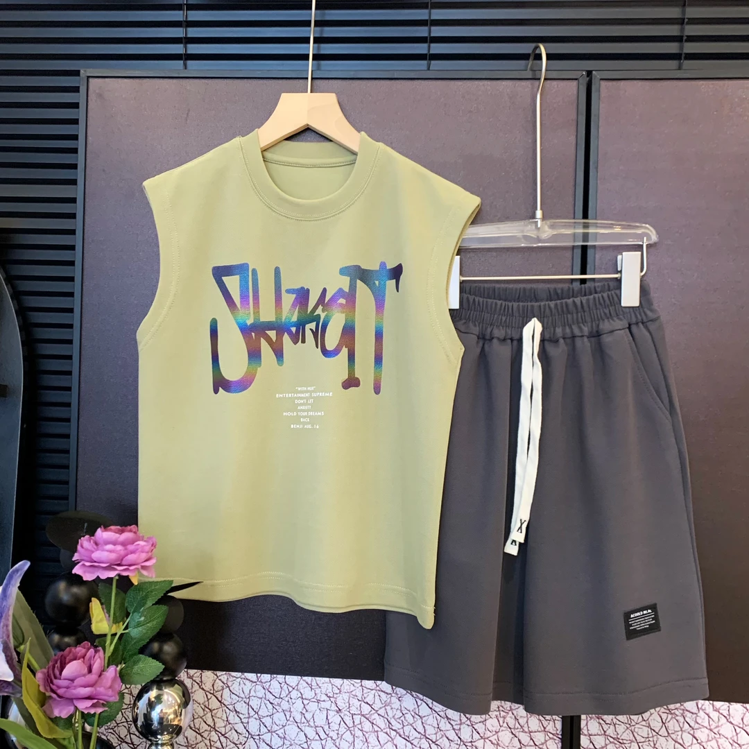 【设计师新款】潮童篮球服短袖韩版休闲男童运动百搭休闲套装YG6278