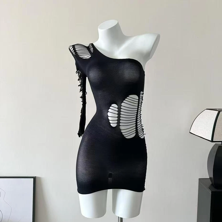 网红睡裙性感制服诱惑包臀裙高级新款战袍镂空网纱睡衣睡裙