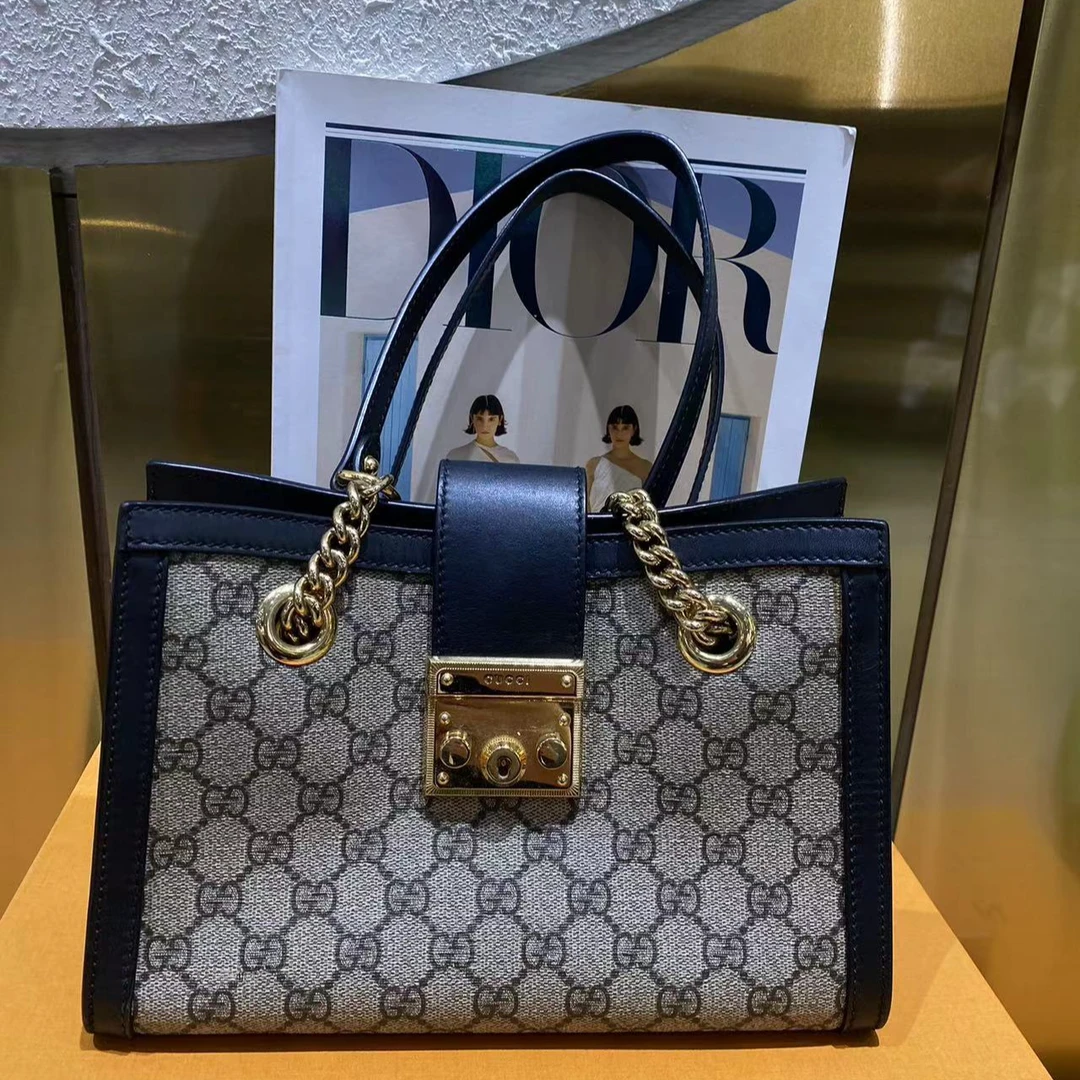 95新 GUCCI/GUCCI padlock黑色经典单肩