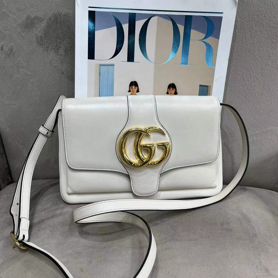 95新 GUCCI/古驰 arli单肩斜跨包白色时尚