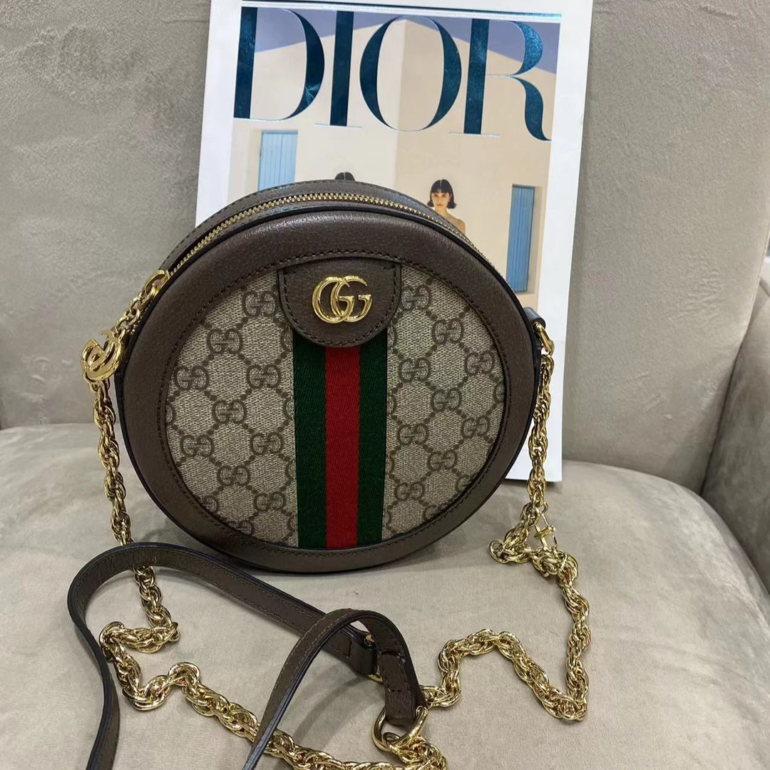 99新 GUCCI/GUCCI 圆饼复古女士单肩
