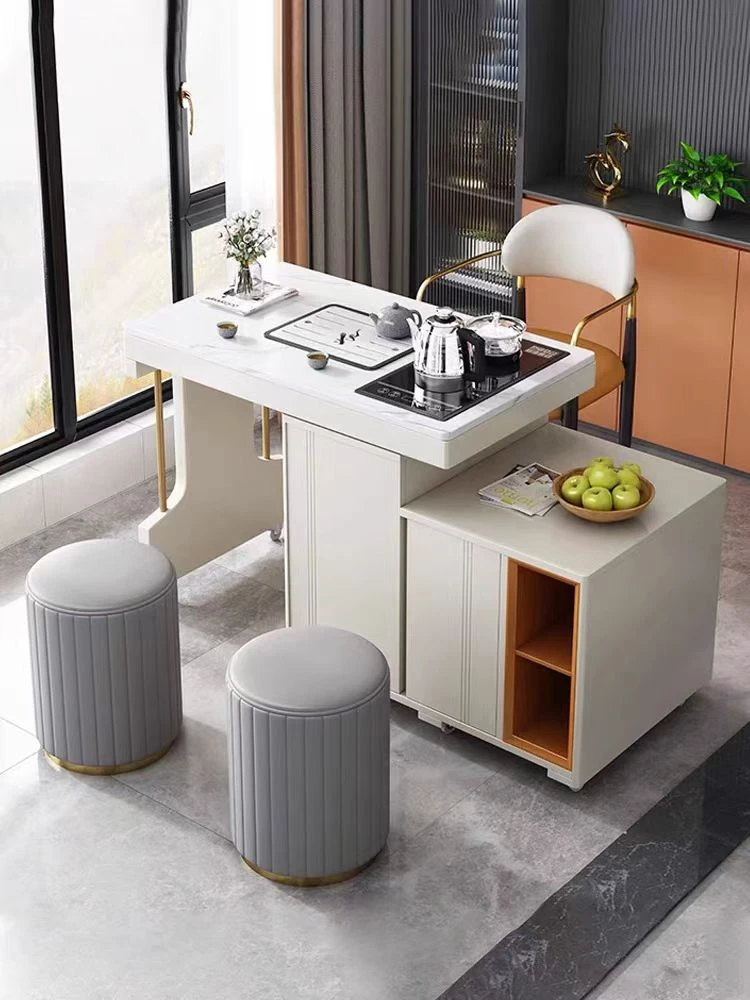 可移动可旋转茶台茶桌椅组合带轮家用阳台小户型泡茶桌烧水壶一体