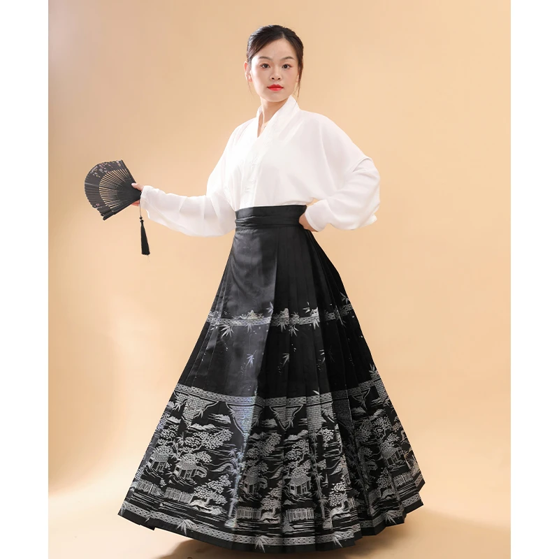 玉澜夙马面裙套装仿妆花织银【幻彩螺钿】日常百搭明制汉服正品原创