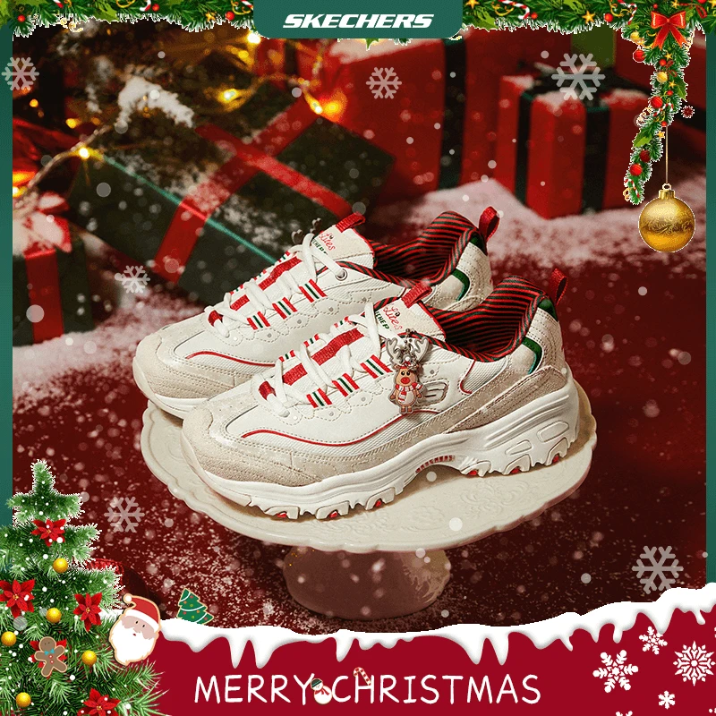 斯凯奇秋季【驯鹿圣诞节】女鞋厚底户外老爹鞋熊猫鞋时尚舒适运动