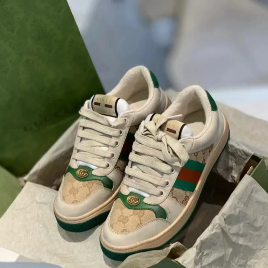 全新未使用 GUCCI/古驰 Gucci时尚做旧经典绿脏脏鞋百搭复古潮鞋