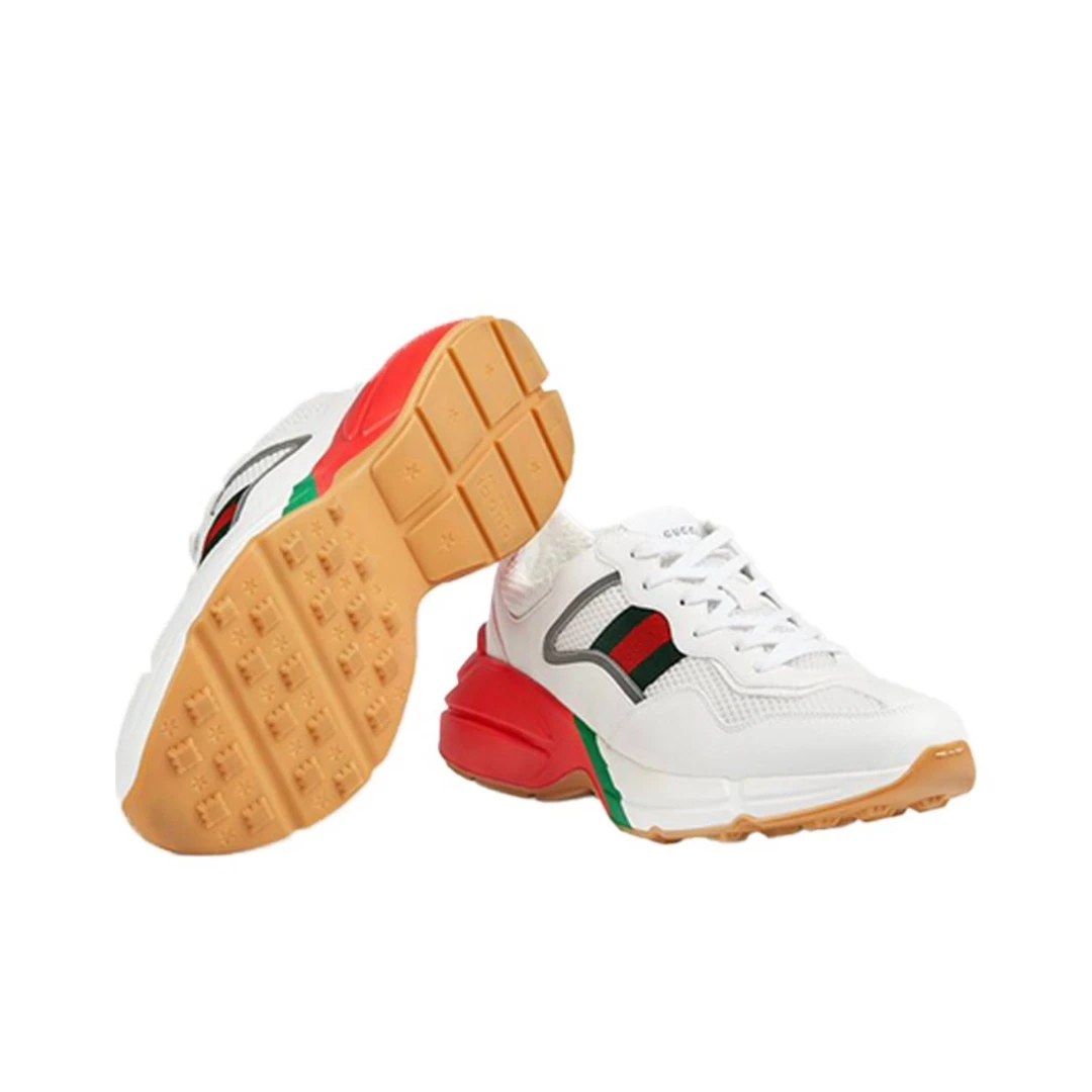 全新未使用 GUCCI/古驰 经典休闲透气白色低帮男士老爹鞋