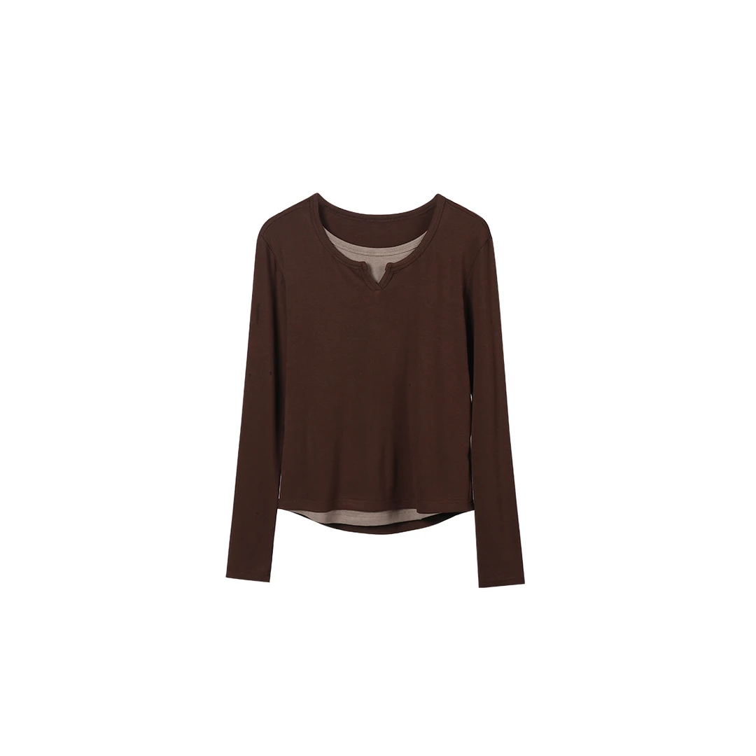 【李美丽专属】个性小V领拼接假两件长袖241402