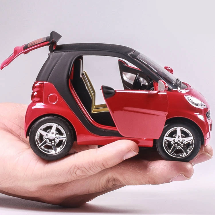 仿真奔驰smart合金玩具小精灵汽车模型声光回力车儿童男孩玩具车