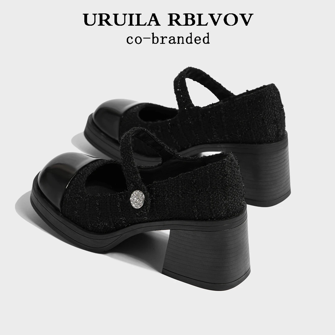 URUILA RBLVOV 法式玛丽珍鞋女2024新款小香风单鞋粗跟气质高跟鞋