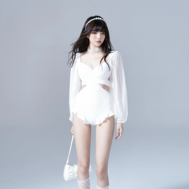 2023新款爆款游泳衣女连体遮肚显瘦泡温泉保守风纯欲性感泳装性感