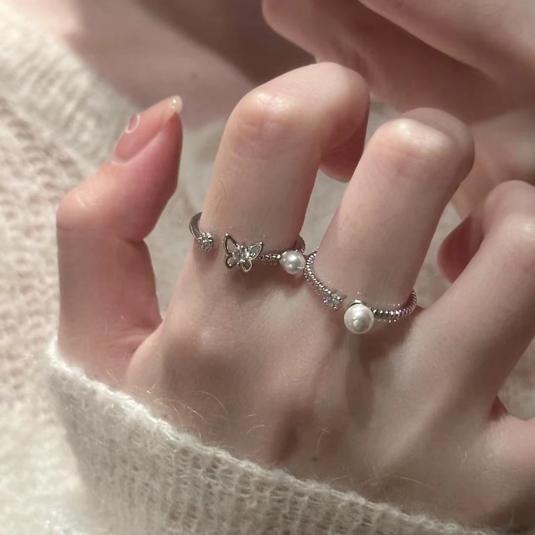 镶珠蝴蝶ZIRCON两件套戒指28466