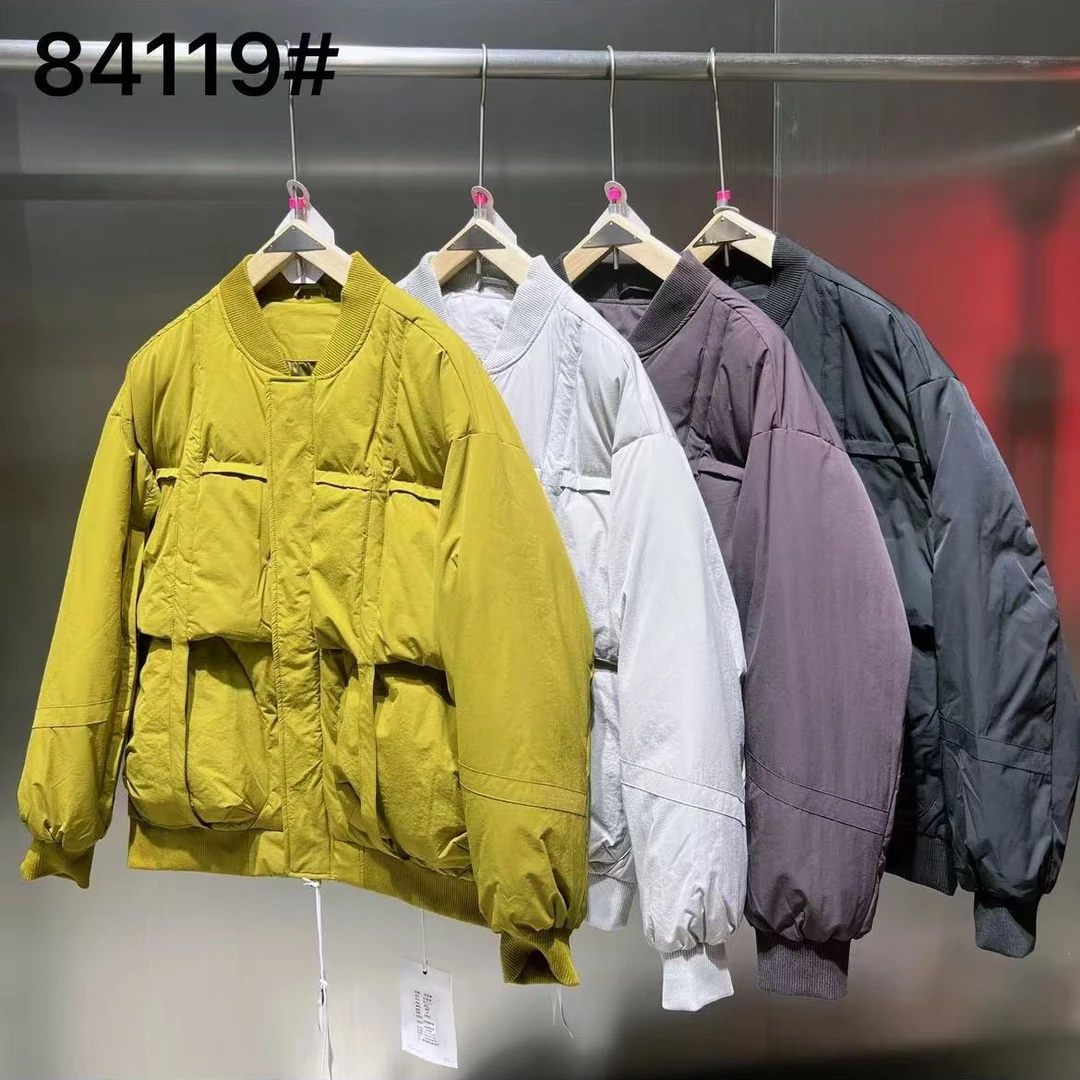(Y-84119) 乐#-时尚休闲宽松棒球领保暖外套