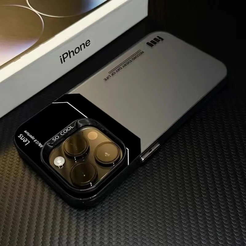 适用苹果16promax手机壳黑色iphone15plus创意英文高级感防摔新款