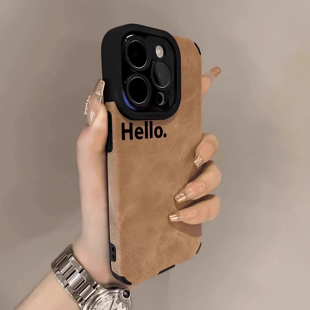进口翻毛皮适用苹果16promax手机壳秋冬新款iphone17pro简约英文