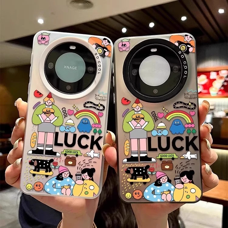 集市插画适用华为mate80pro手机壳卡通可爱彩绘pura80pro+抽象air