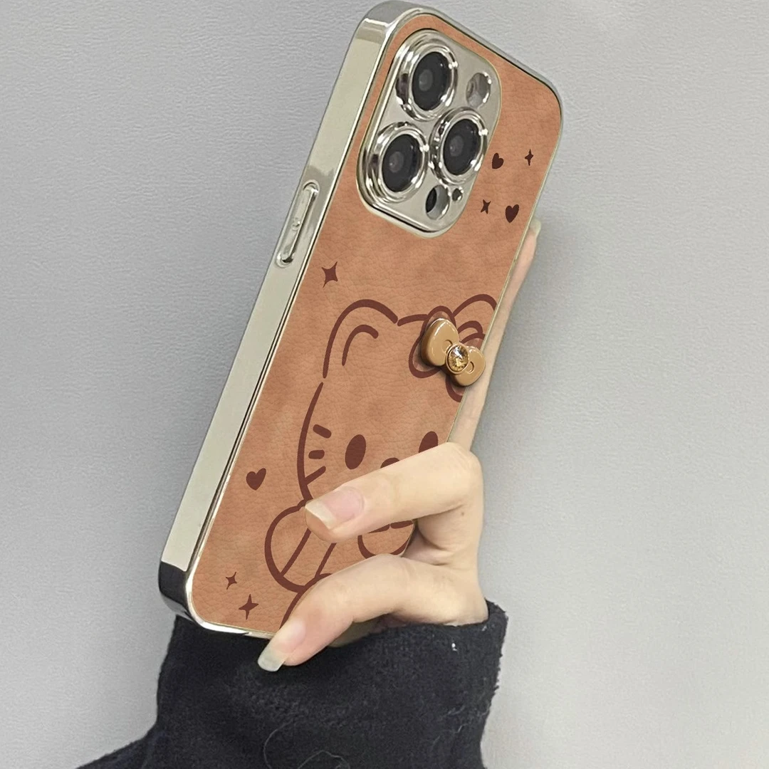 爱心猫咪适用苹果16promax手机壳iPhone15pro新款14防摔13皮质12