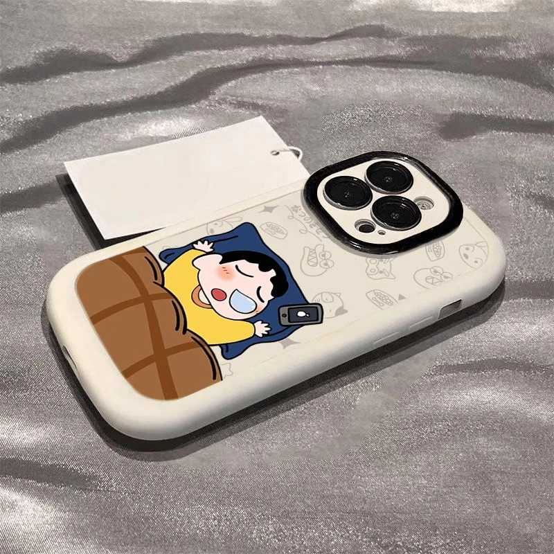 可爱睡觉小新适用苹果16promax手机壳iPhone15新款情侣14创意防摔