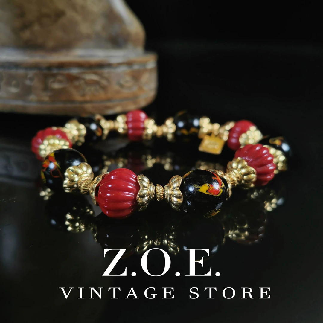 铜合金琉璃手链 Zoe新国风】燕栖】老琉璃复古彩色手串