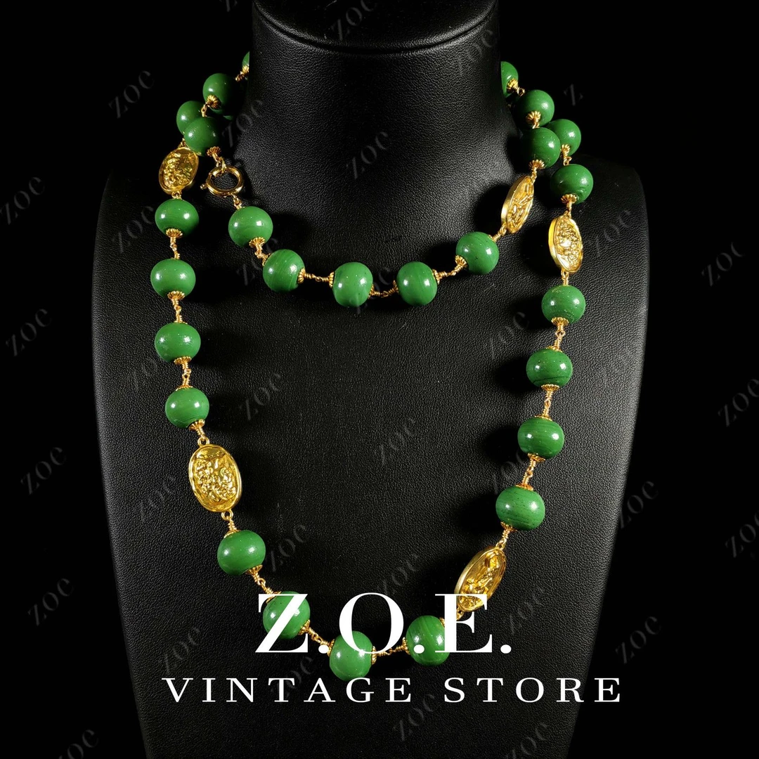 铜合金琉璃项链 Zoe新国风】入帘青】老琉璃项链