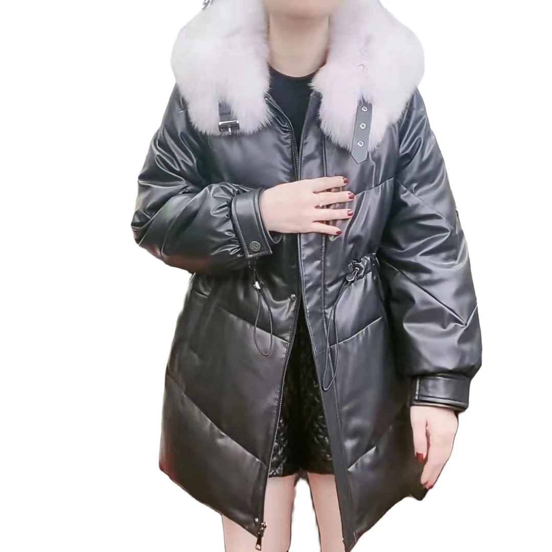 【火苗】  双色领鹅绒服鹅绒大衣女升级款百搭风衣中长款气质加厚