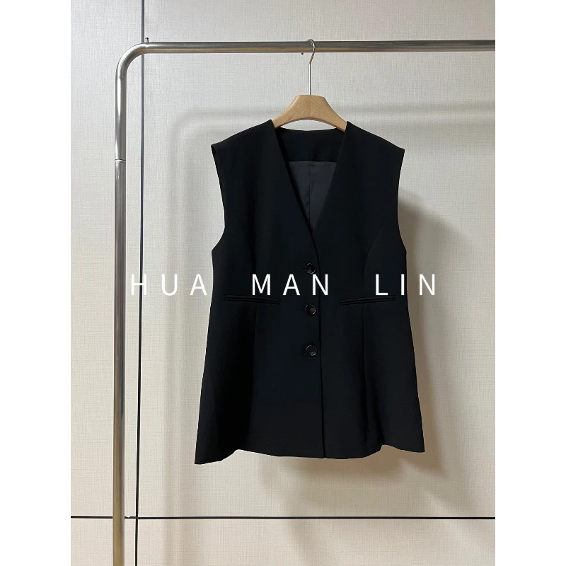 【花满林】V领排扣醋酸马夹245463