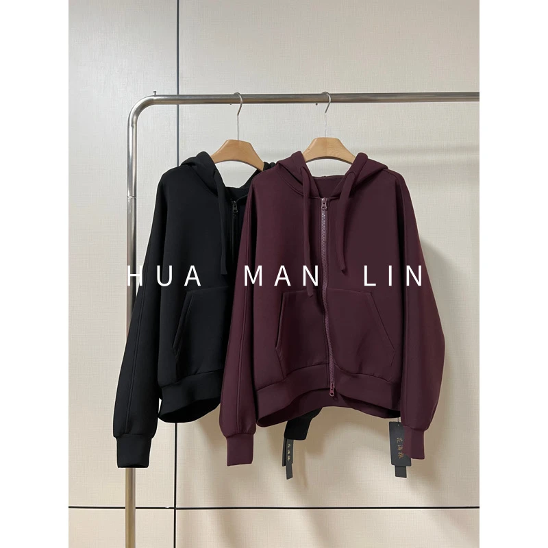 【花满林】两色连帽抽绳拉链太空棉阔版外套81210