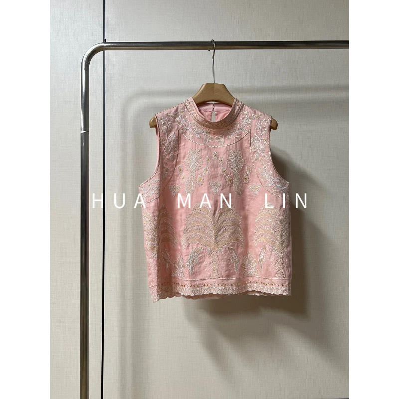 【花滿林】小立领重工刺绣汉麻普洗+酵洗工艺马夹246650