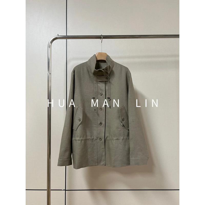 【花滿林】站领抽绳定染色亚麻普洗+酵洗工艺上衣81791