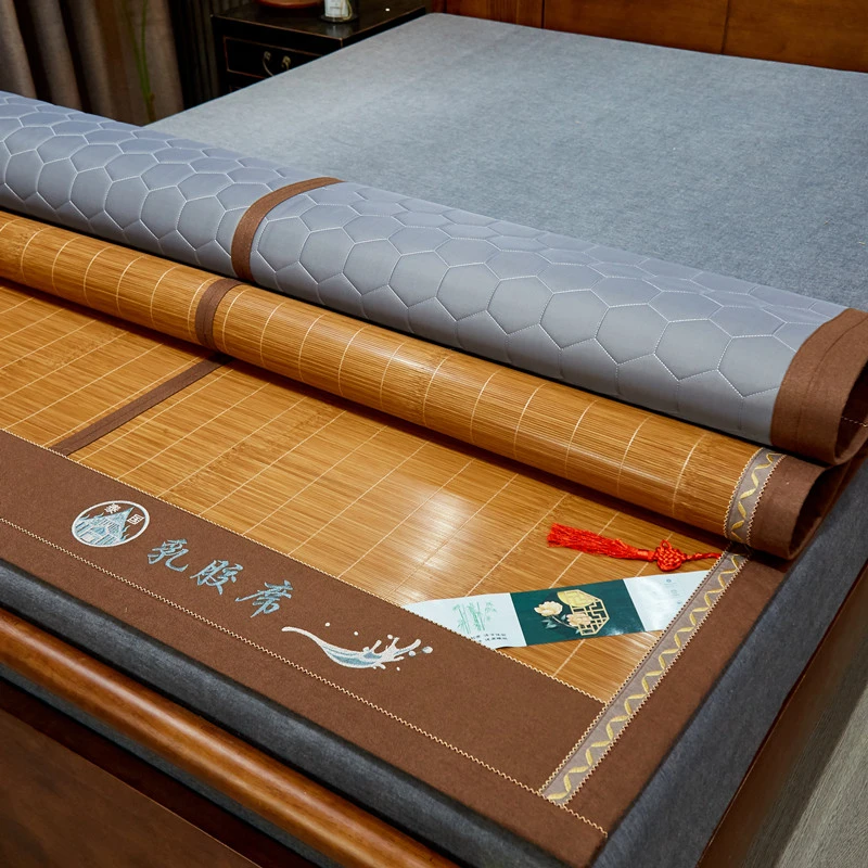 一面竹席一面乳胶凉席夏季乳胶席夏天席子双面可折叠凉席