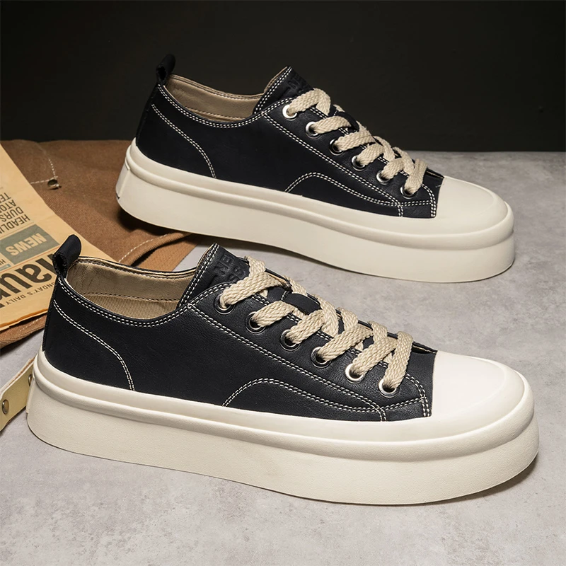 男款时尚洋气潮流经典黑色板鞋男士高品质轻奢厚底增高休闲鞋