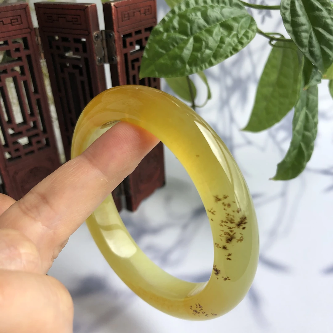 玉镯子女款精美天然水草 优雅知性 海秀美玉 口径62.7