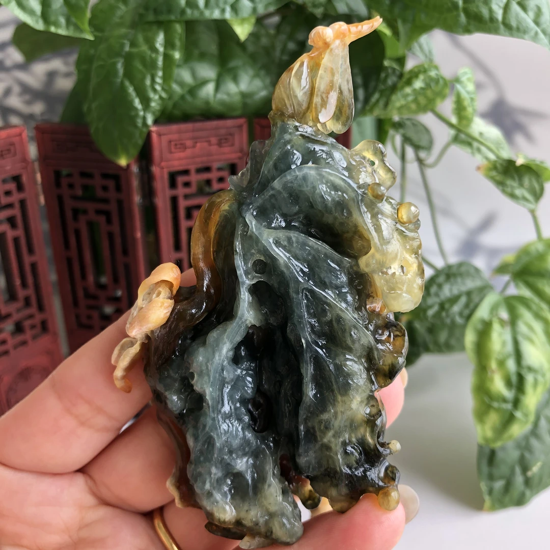 【荷花】大气挂件 把件 花玉蓝水 俏色巧雕 海秀美玉