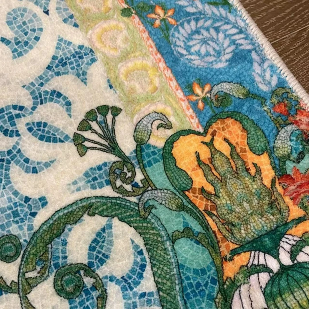 出口欧洲外贸复古仿羊羔绒加厚床边毯长方形毛绒床边毯