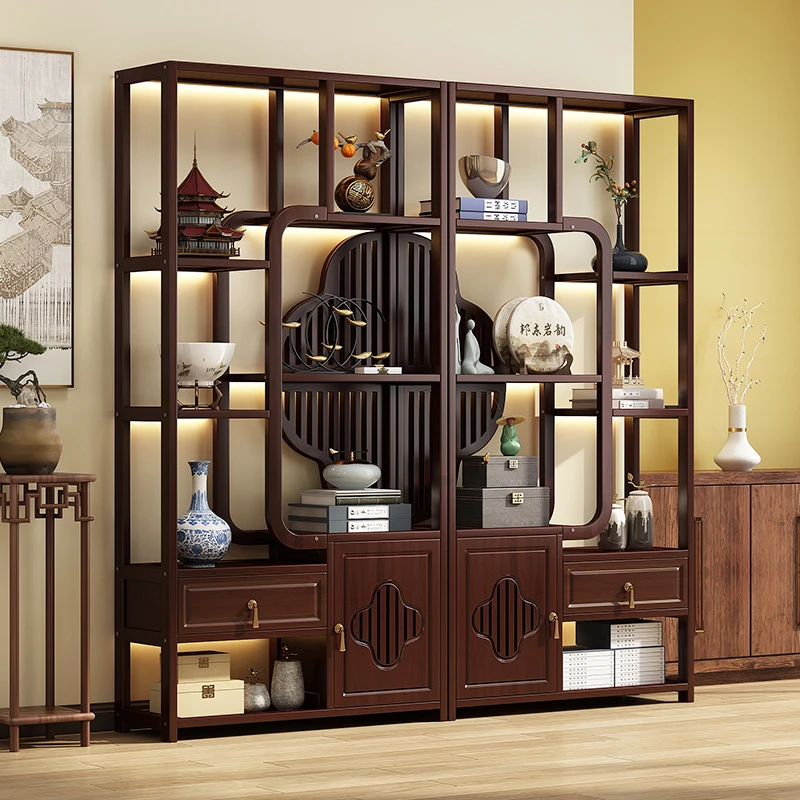 中式博古架多宝阁客厅收纳置物架展示架茶叶柜办公室博物架茶具架