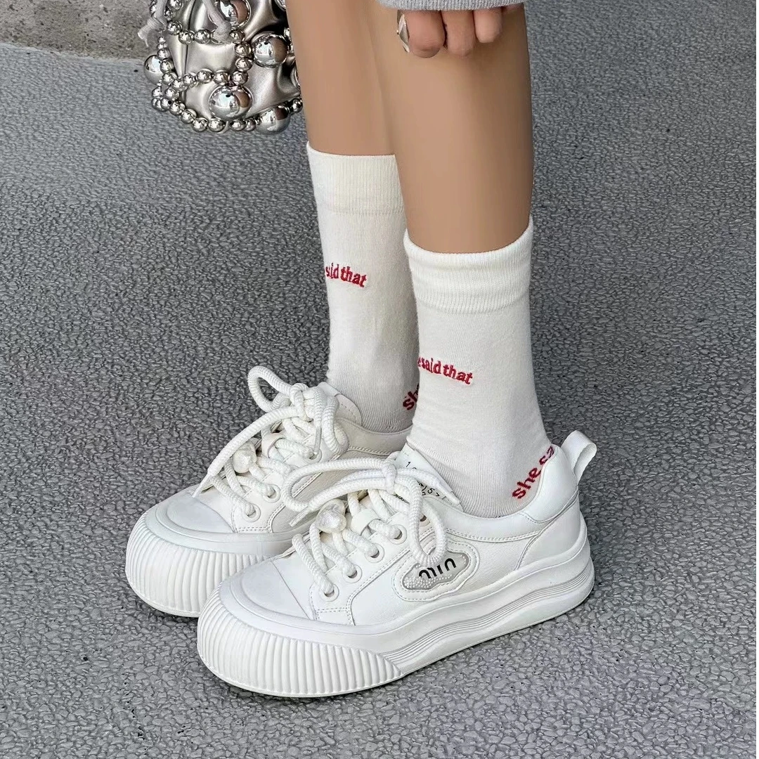 KOUDU/蔻度复古系带厚底松糕鞋韩版百搭休闲鞋学生板鞋运动鞋2864