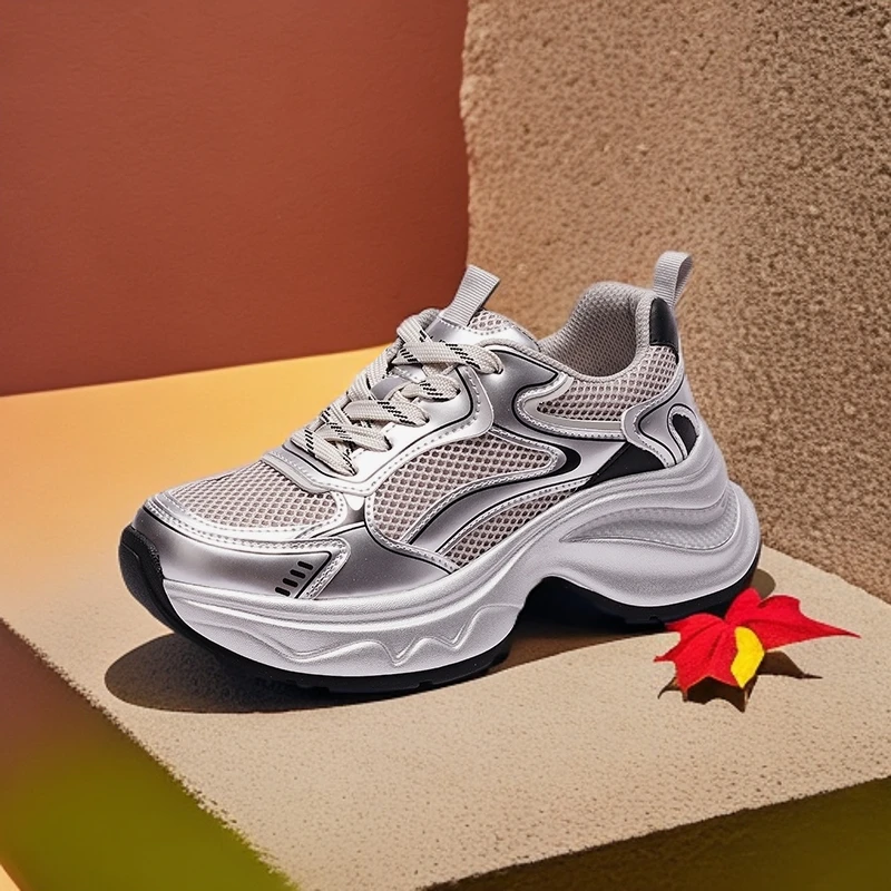 KOUDU/蔻度厚底老爹鞋拼色百搭舒服运动鞋女款耐脏透气女鞋2869