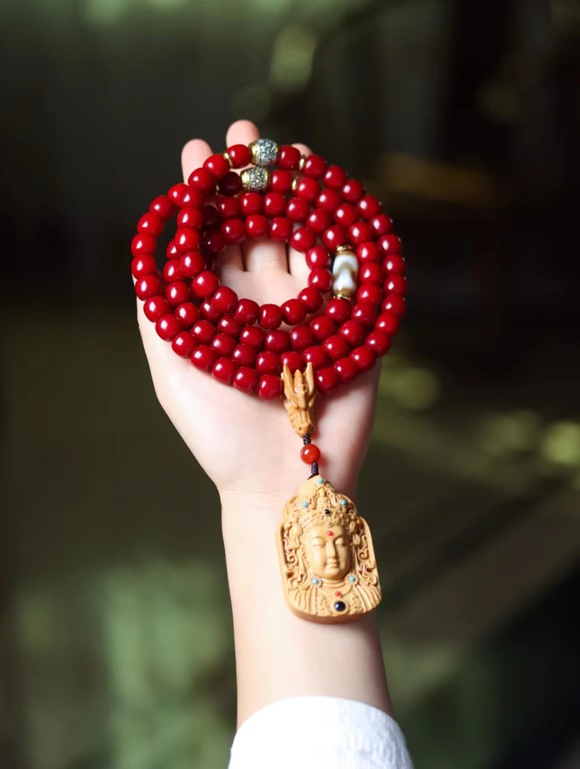 菩提根砂砂供10*11桶珠多圈手串男女百搭念珠佛珠—度母