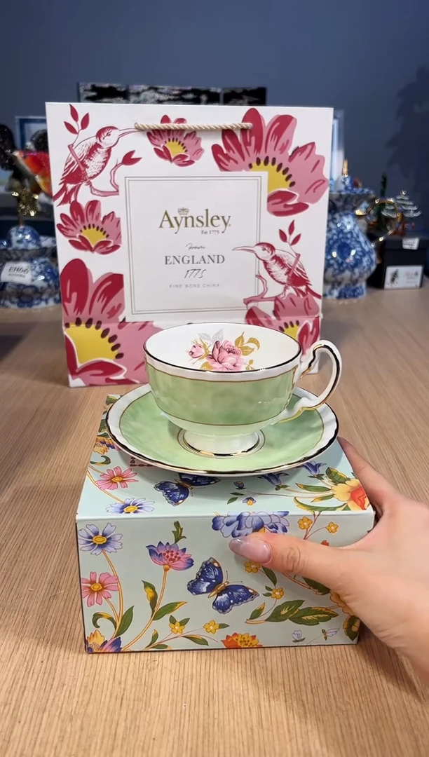 【闪购商品】杯209粉玫瑰系列杯碟（绿）