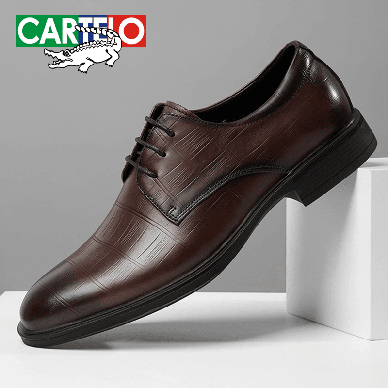cartelo/卡帝乐鳄鱼 真皮商务休闲皮鞋男士春季头层牛皮德比男鞋英伦风6489