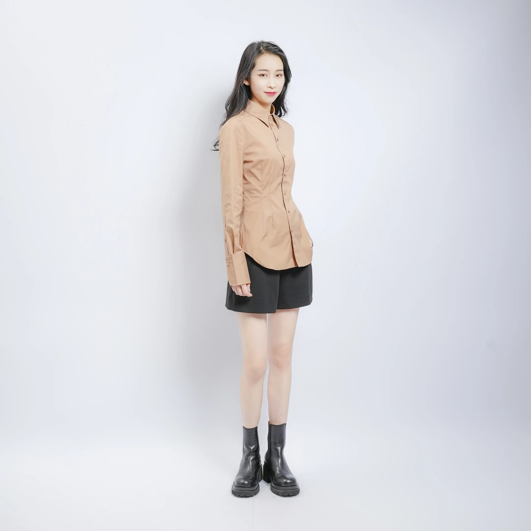 AMASS/阿玛施休闲修身显瘦时尚气质百搭美拉德经典衬衫   5300922