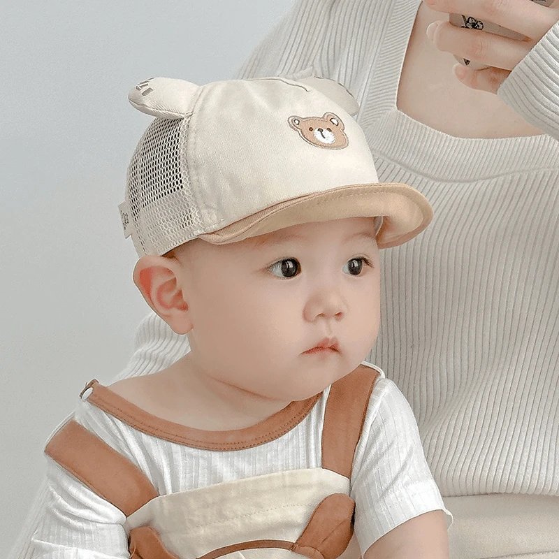 婴儿夏季薄款网眼透气鸭舌帽幼儿男女宝宝遮阳防晒软檐韩版棒球帽