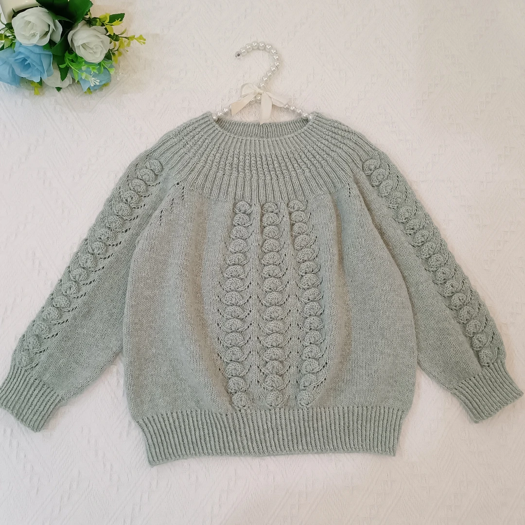 手工编织《贝壳花》套头衫 羊绒线DIY材料包（非成品）
