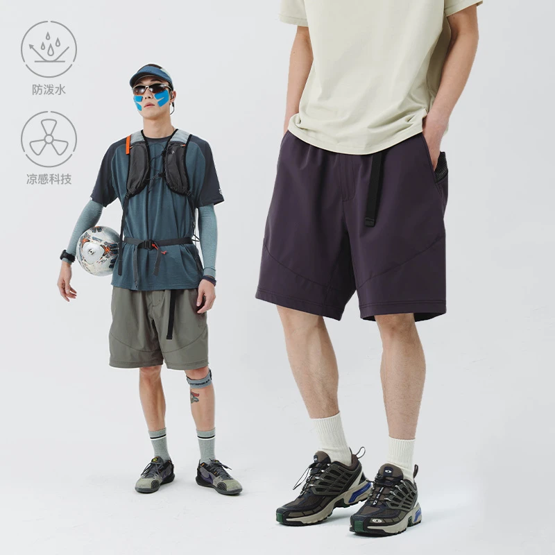 NothommeBLUE蓝岐插袋拼接五分裤子男夏季防泼水工装运动休闲短裤